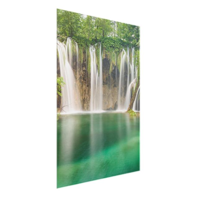 Glasbild Natur Wasserfall Plitvicer Seen