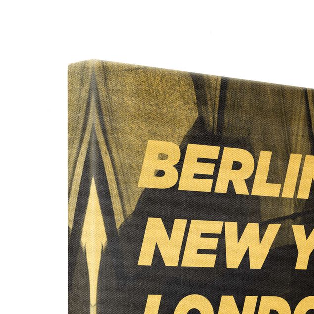 Leinwandbild Gold - Berlin New York London - Quadrat 1:1