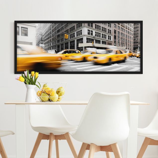 Bilder mit Rahmen Schwarz-Weiß Rasantes New York