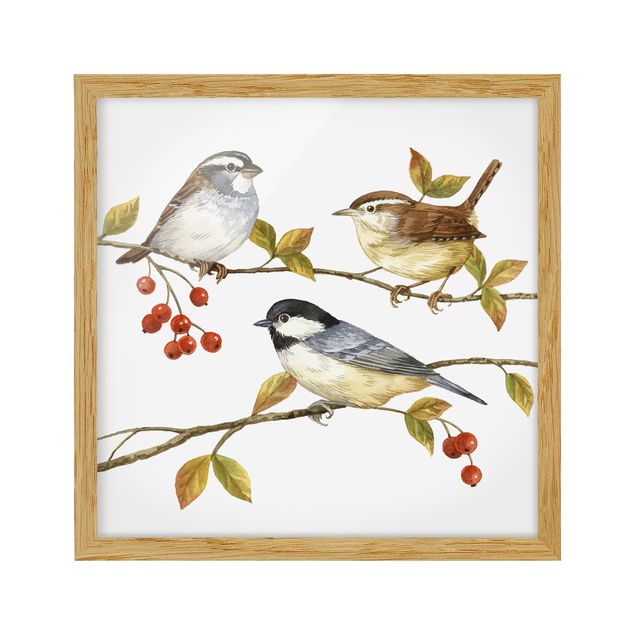 Bilder für die Wand Vögel und Beeren - Meisen