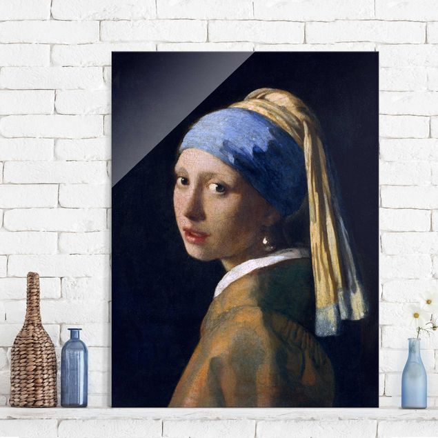 Glasbild - Jan Vermeer van Delft - Das Mädchen mit dem Perlenohrgehänge - Hochformat 4:3