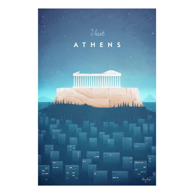 Glas Wandbilder Reiseposter - Athen