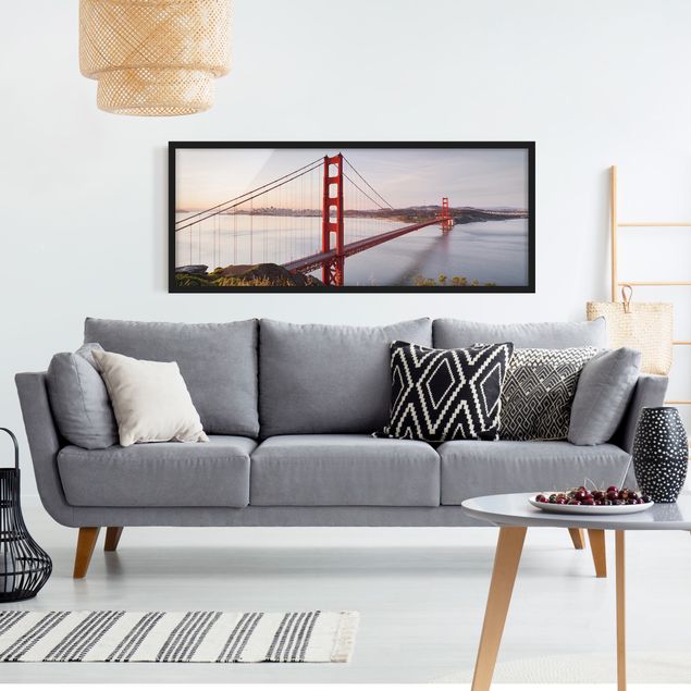 Bild mit Rahmen - Golden Gate Bridge in San Francisco - Panorama Querformat