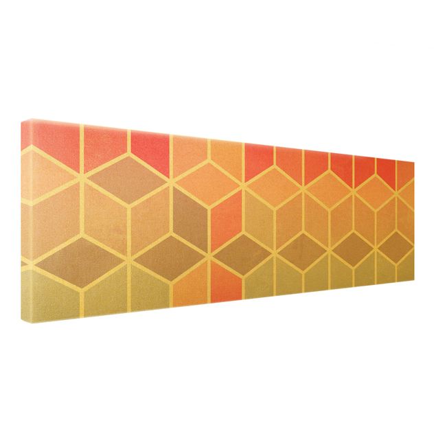 Leinwandbild Gold - Goldene Geometrie - Buntes Pastell - Panorama 3:1