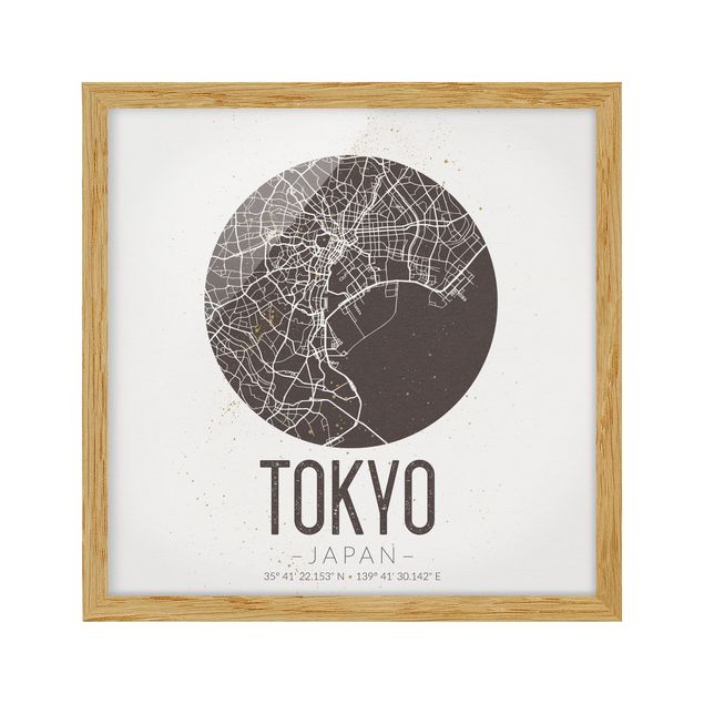 Schöne Wandbilder Stadtplan Tokyo - Retro