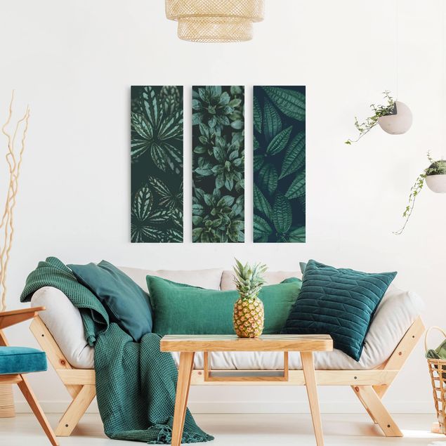 Wandbilder Wohnzimmer modern Blätter Trio