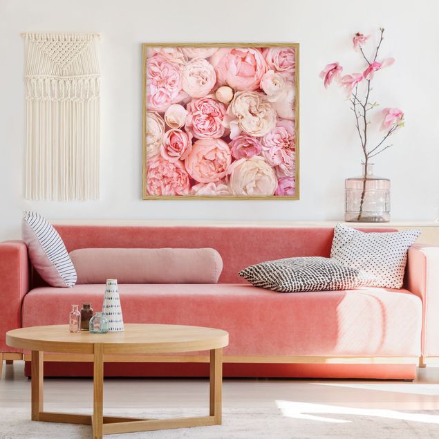 Wandbilder mit Rahmen Rosen Rosé Koralle Shabby
