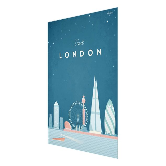 Glasbild - Reiseposter - London - Hochformat 4:3