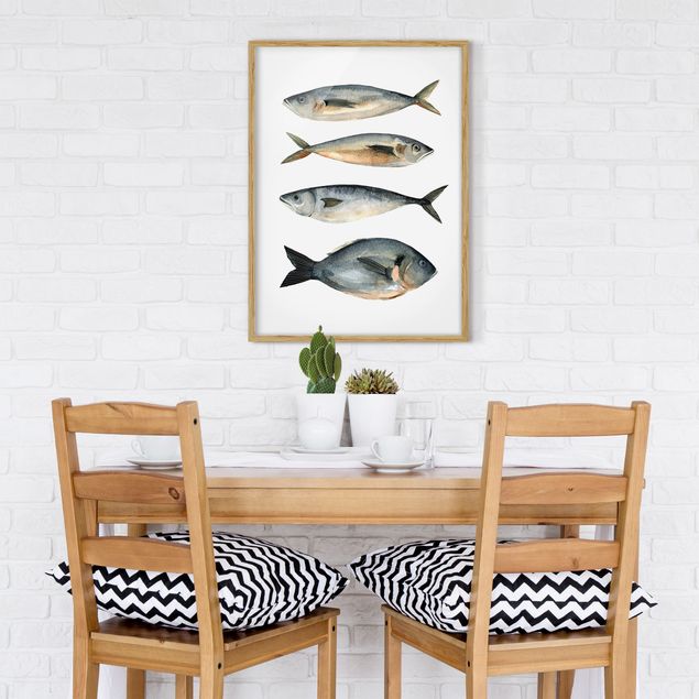 Schöne Wandbilder Vier Fische in Aquarell I