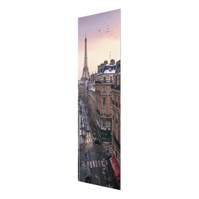 Glasbild - Eiffelturm bei Sonnenuntergang - Panel