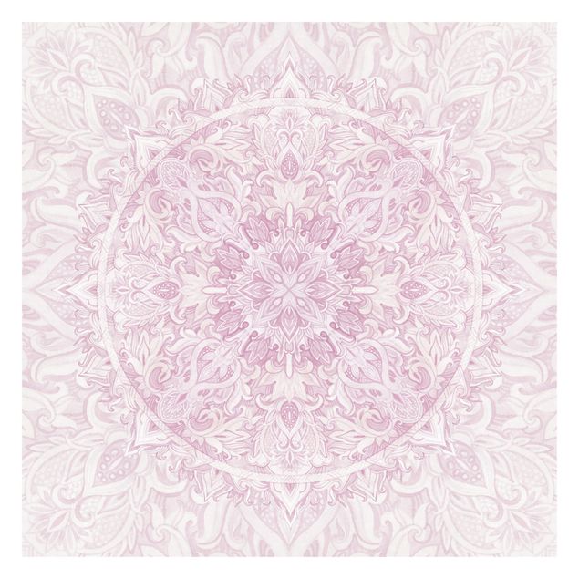 Tapeten modern Mandala Aquarell Ornament rosa