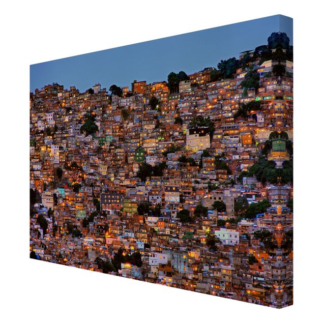 Leinwandbild - Rio de Janeiro Favela Sonnenuntergang - Querformat 3:4