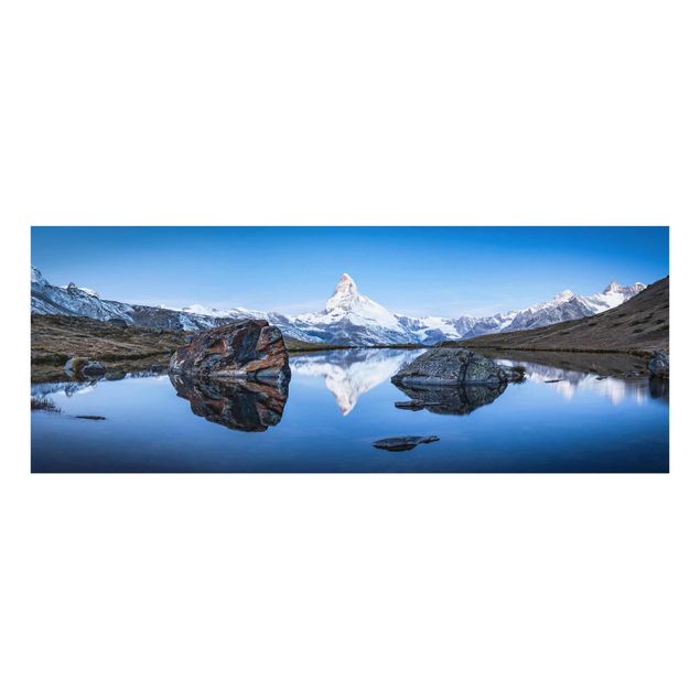 Glasbild - Stellisee vor dem Matterhorn - Panorama