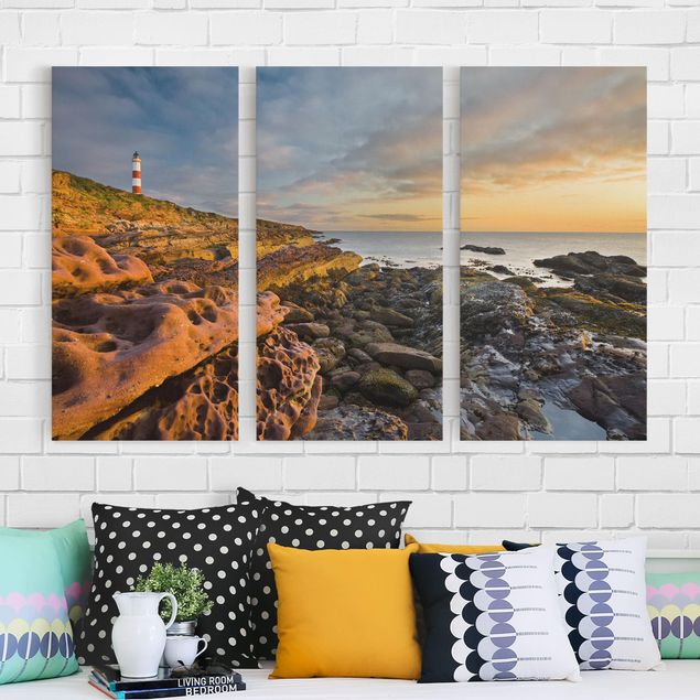 Wandbilder XXL Tarbat Ness Leuchtturm und Sonnenuntergang am Meer