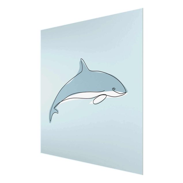 Glasbild - Delfin Line Art - Quadrat 1:1