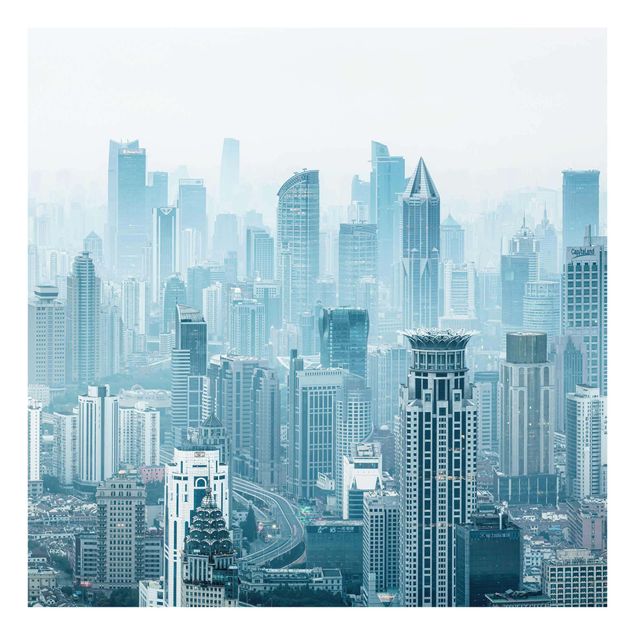 Glasbild - Kühles Shanghai - Quadrat 1:1