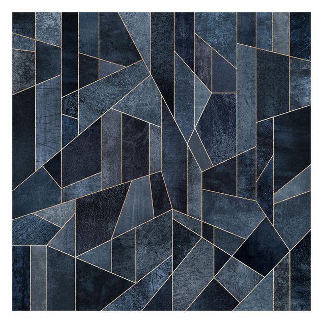Fototapete abstrakt Blaue Geometrie Aquarell