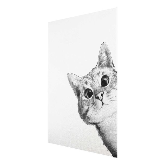 Bilder für die Wand Illustration Katze Zeichnung Schwarz Weiß
