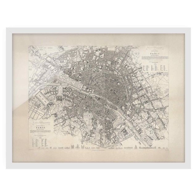 Gerahmte Bilder Vintage Stadtplan Paris