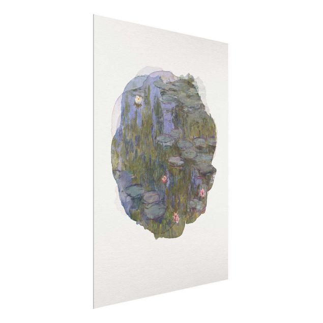 Glasbilder XXL Wasserfarben - Claude Monet - Seerosen (Nympheas)