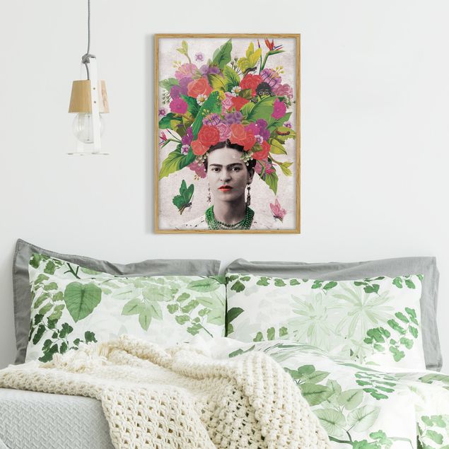 Kunstdrucke mit Rahmen Frida Kahlo - Blumenportrait