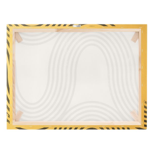 Leinwandbild Gold - Geometrische Wellen Schwarz Weiß I - Querformat 4:3