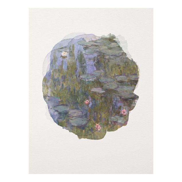 Glasbild Blumen Wasserfarben - Claude Monet - Seerosen (Nympheas)