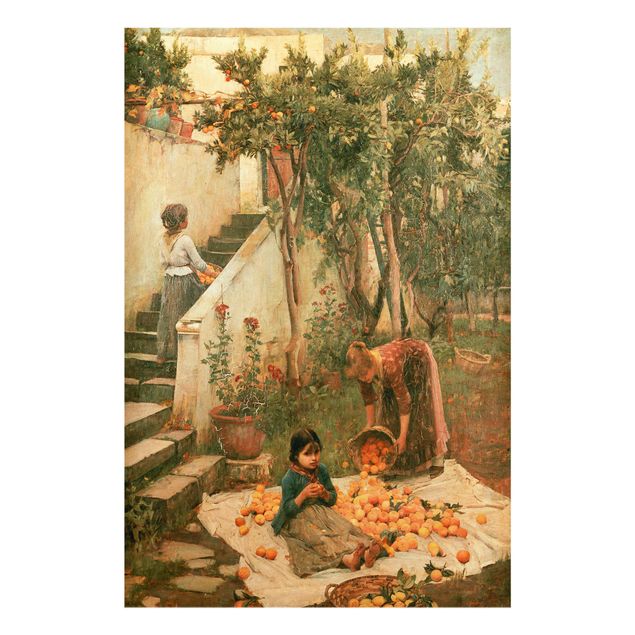 Bilder auf Glas John William Waterhouse - Die Orangenpflücker