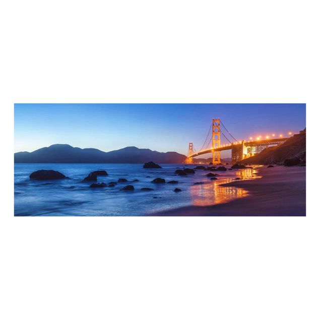 Glasbild - Golden Gate Bridge am Abend - Panorama