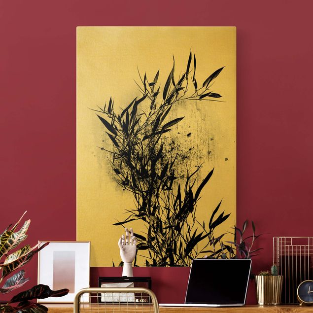 Leinwand Bambus Grafische Pflanzenwelt - Schwarzer Bambus