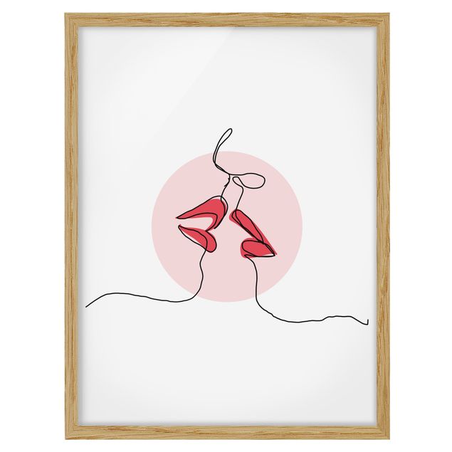 Bilder für die Wand Lippen Kuss Line Art