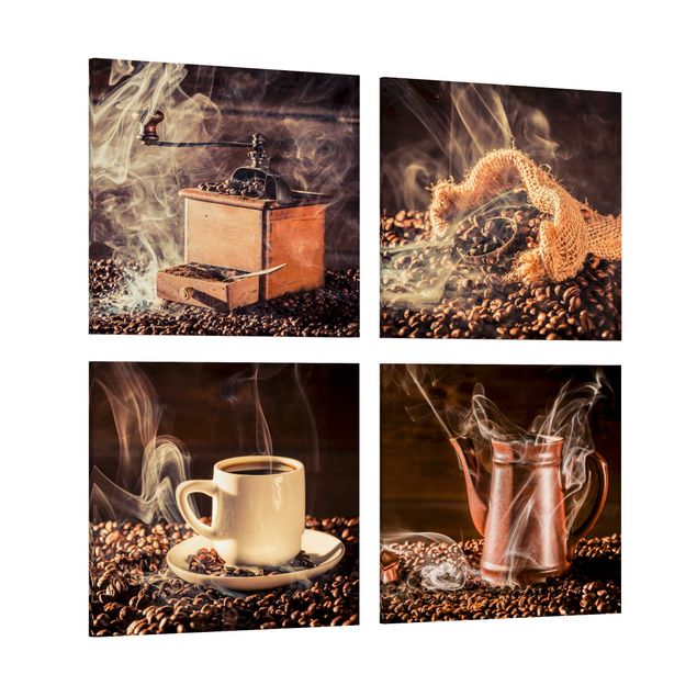 Leinwandbild 4-teilig - Kaffee - Dampf