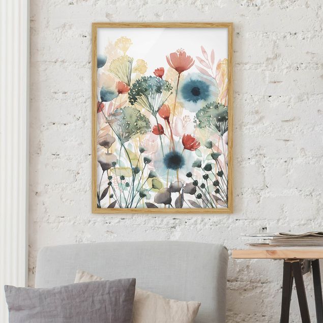 Kunstdruck Bilder mit Rahmen Wildblumen im Sommer I