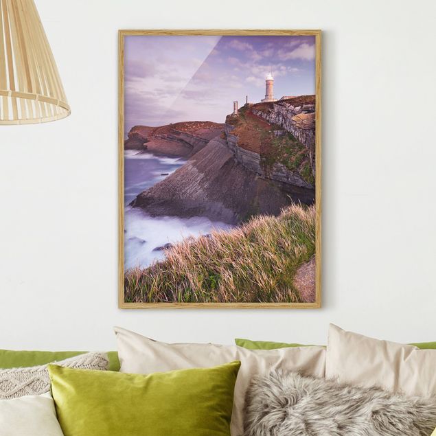 Landschaftsbilder mit Rahmen Steilküste und Leuchtturm