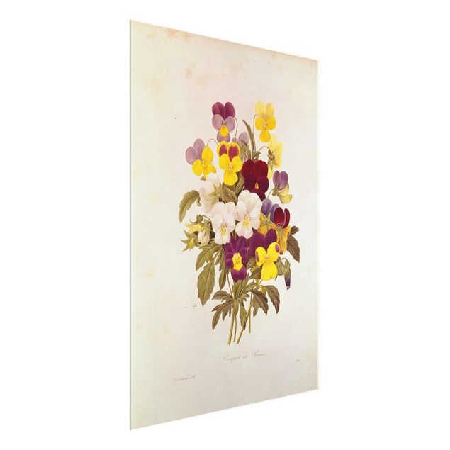 Glasbilder Blumen Pierre Joseph Redouté - Ein Bund von Stiefmütterchen