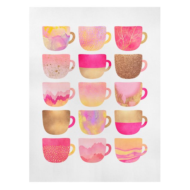 Wandbilder Goldene Tassen mit Pink