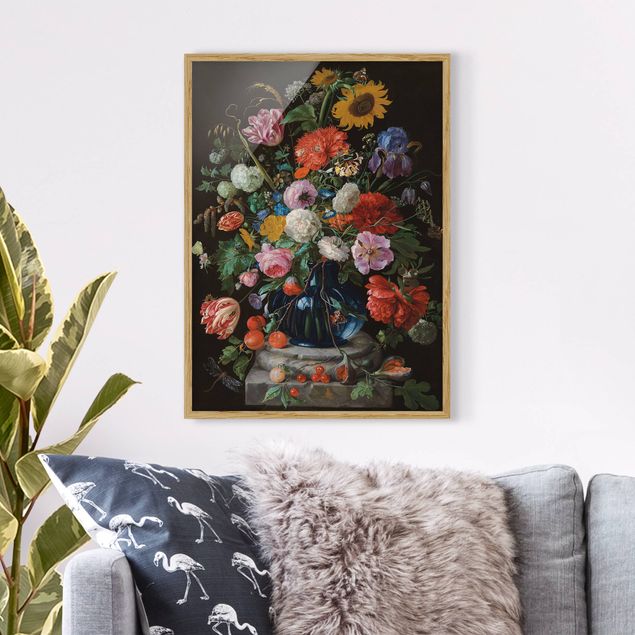 Blumen Bilder mit Rahmen Jan Davidsz de Heem - Glasvase mit Blumen