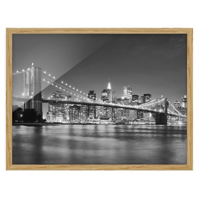 Bild mit Rahmen - Nighttime Manhattan Bridge II - Querformat 3:4