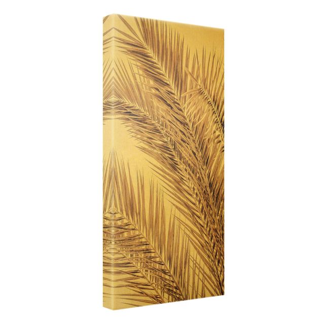 Leinwandbild Gold - Bronzefarbene Palmenwedel - Hochformat 1:2