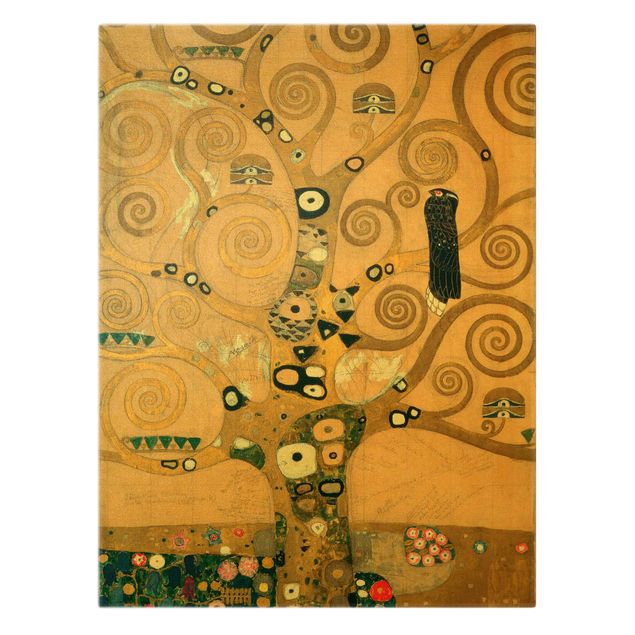 Leinwandbild Gold - Gustav Klimt - Der Lebensbaum - Hochformat 3:4