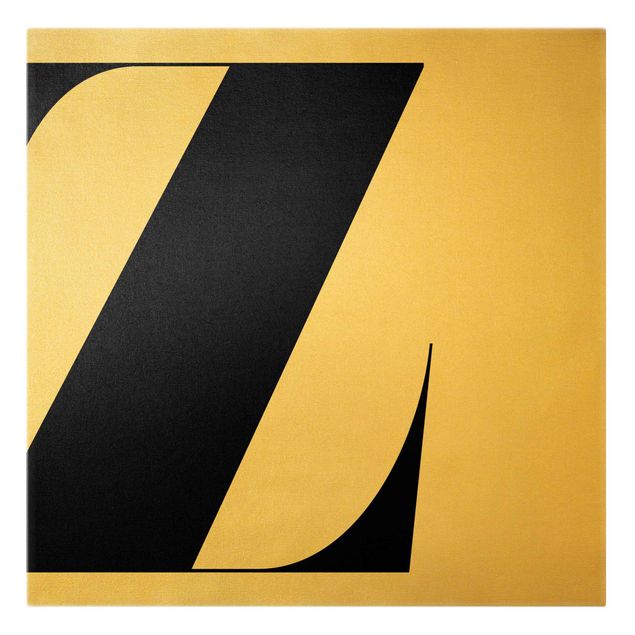 Leinwandbild Gold - Antiqua Letter Z - Quadrat 1:1