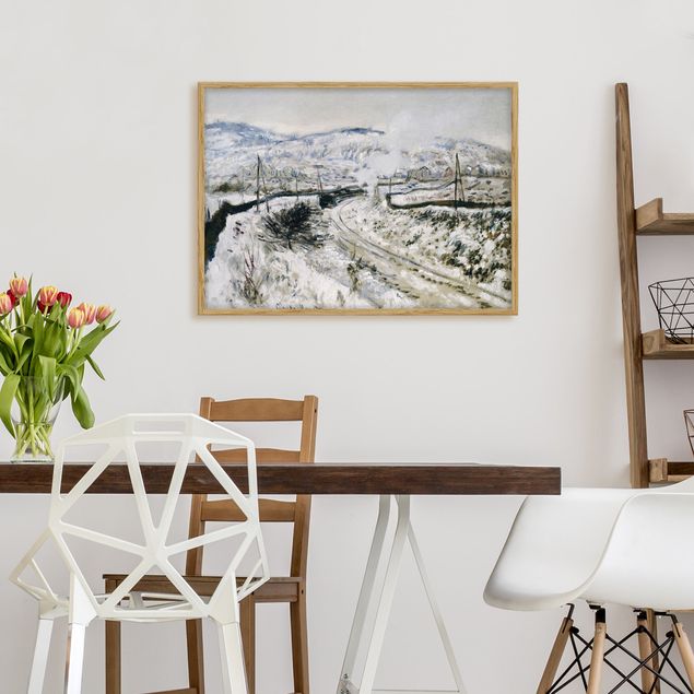Kunstdruck Bilder mit Rahmen Claude Monet - Zug im Schnee