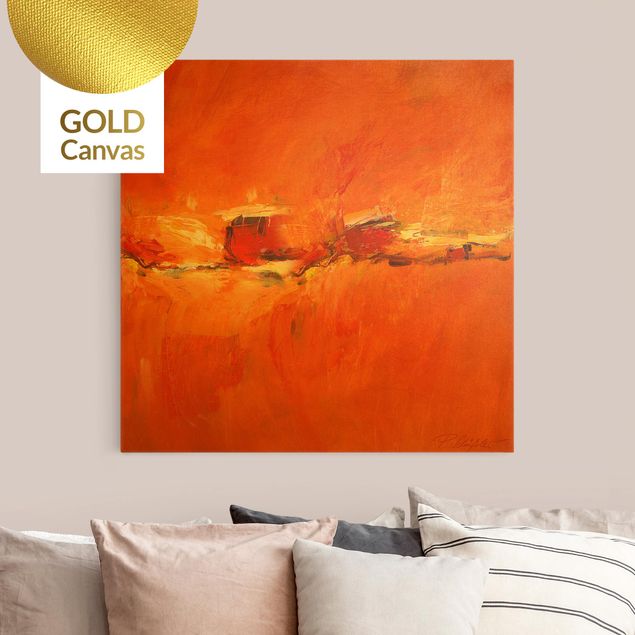 Leinwandbild Gold - Komposition in Orange - Quadrat 1:1