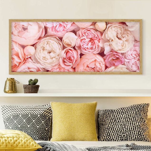 Blumen Bilder mit Rahmen Rosen Rosé Koralle Shabby