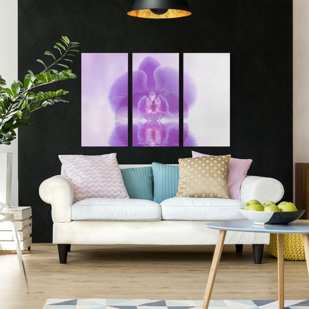 Leinwandbilder Blumen Lila Orchidee auf Wasser