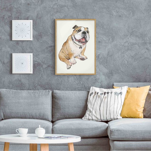 Bilder für die Wand Illustration Hund Bulldogge Malerei