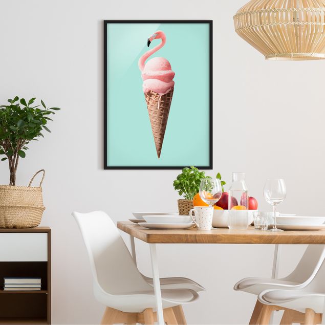 Wandbilder Eis mit Flamingo