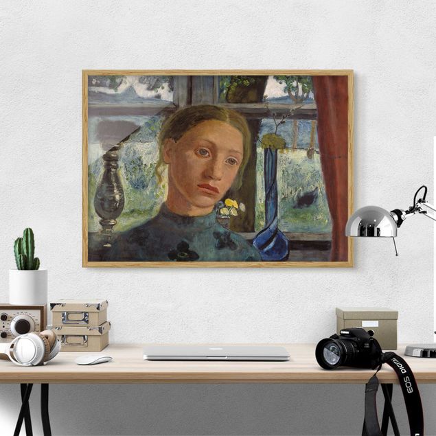 Kunstdrucke mit Rahmen Paula Modersohn-Becker - Mädchenkopf vor Fenster