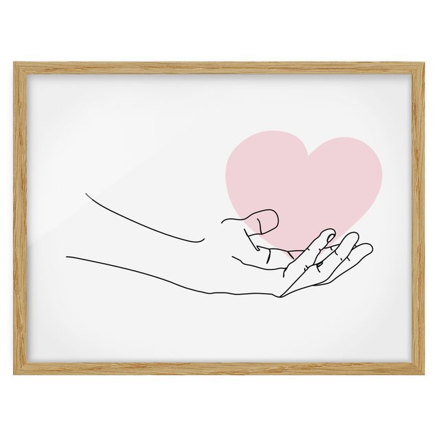 Bild mit Rahmen - Hand mit Herz Line Art - Querformat 3:4