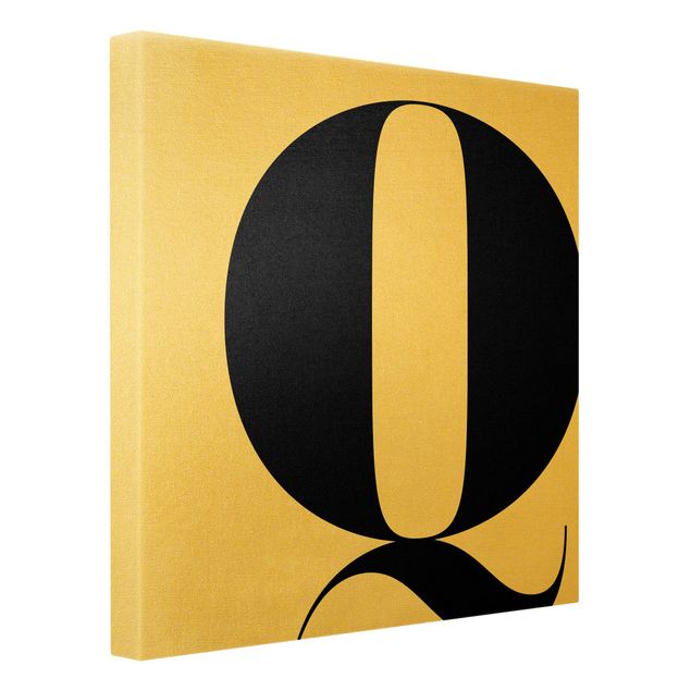 Leinwandbild Gold - Antiqua Letter Q - Quadrat 1:1